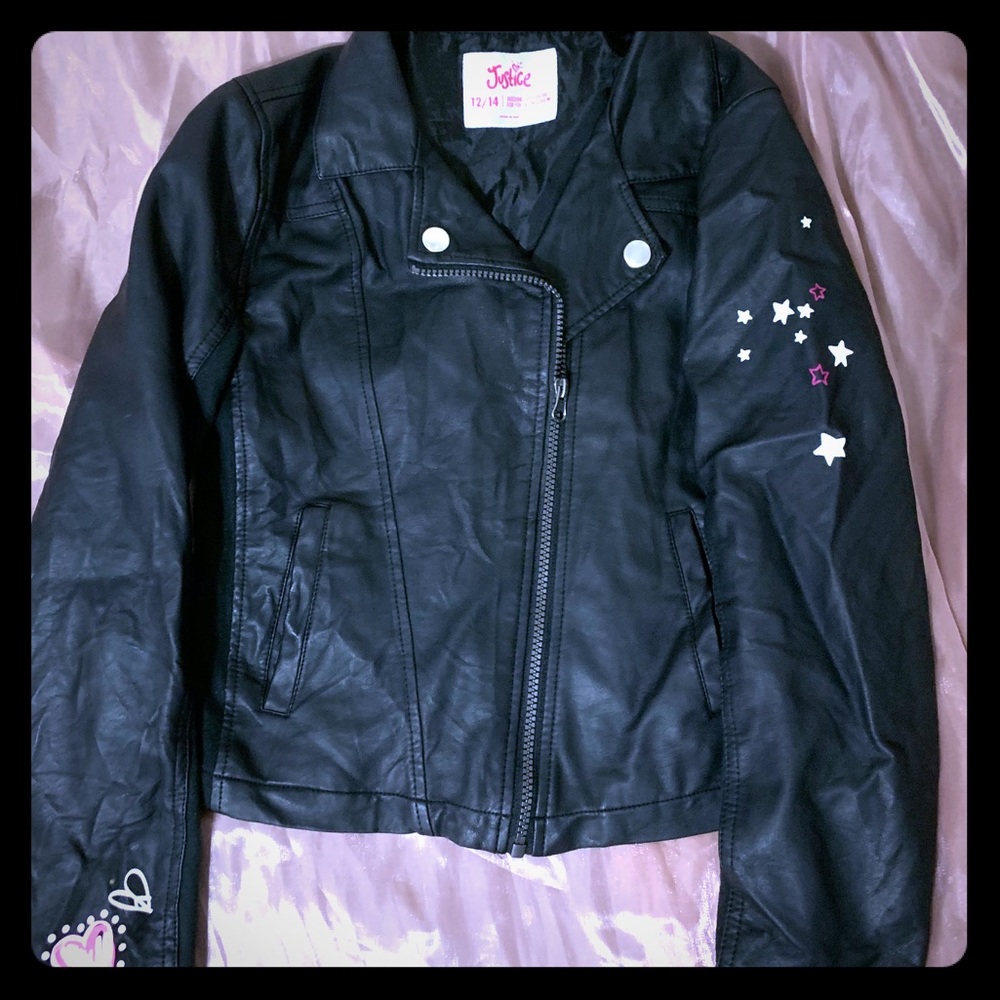 Justice for Girls faux leather moto jacket